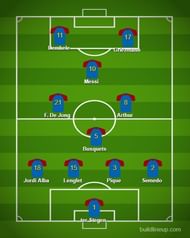 Messi could drop deep into midfield, drawing out defenders, allowing Griezmann and Dembele exploit the spaces in behind